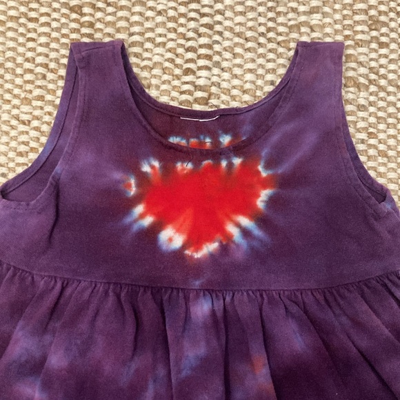 Vintage Tie Dye RedHeart on Purple Dress Girls Size 24 month Empire Waist Jumper - Picture 2 of 3